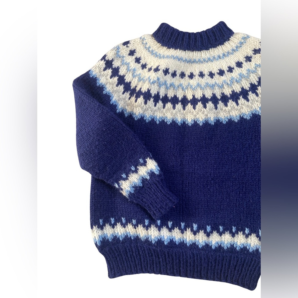 Blue and White Hand Knit Sweater - Picture 4 of 4